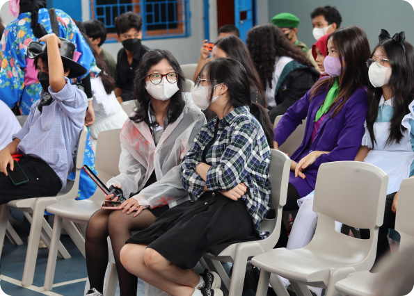 Students and families gathered at a school event